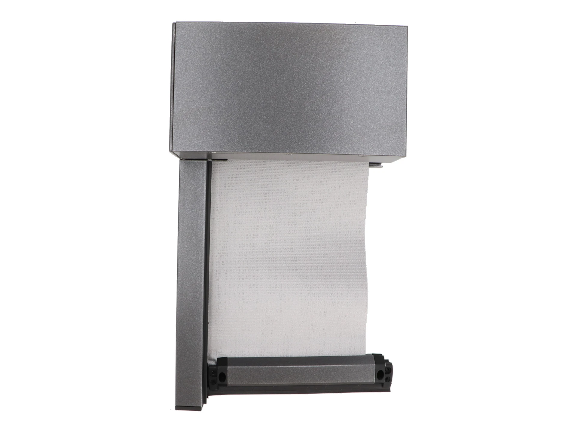 Graue Aluminium-Rolladenkasten mit weißem Rolladen